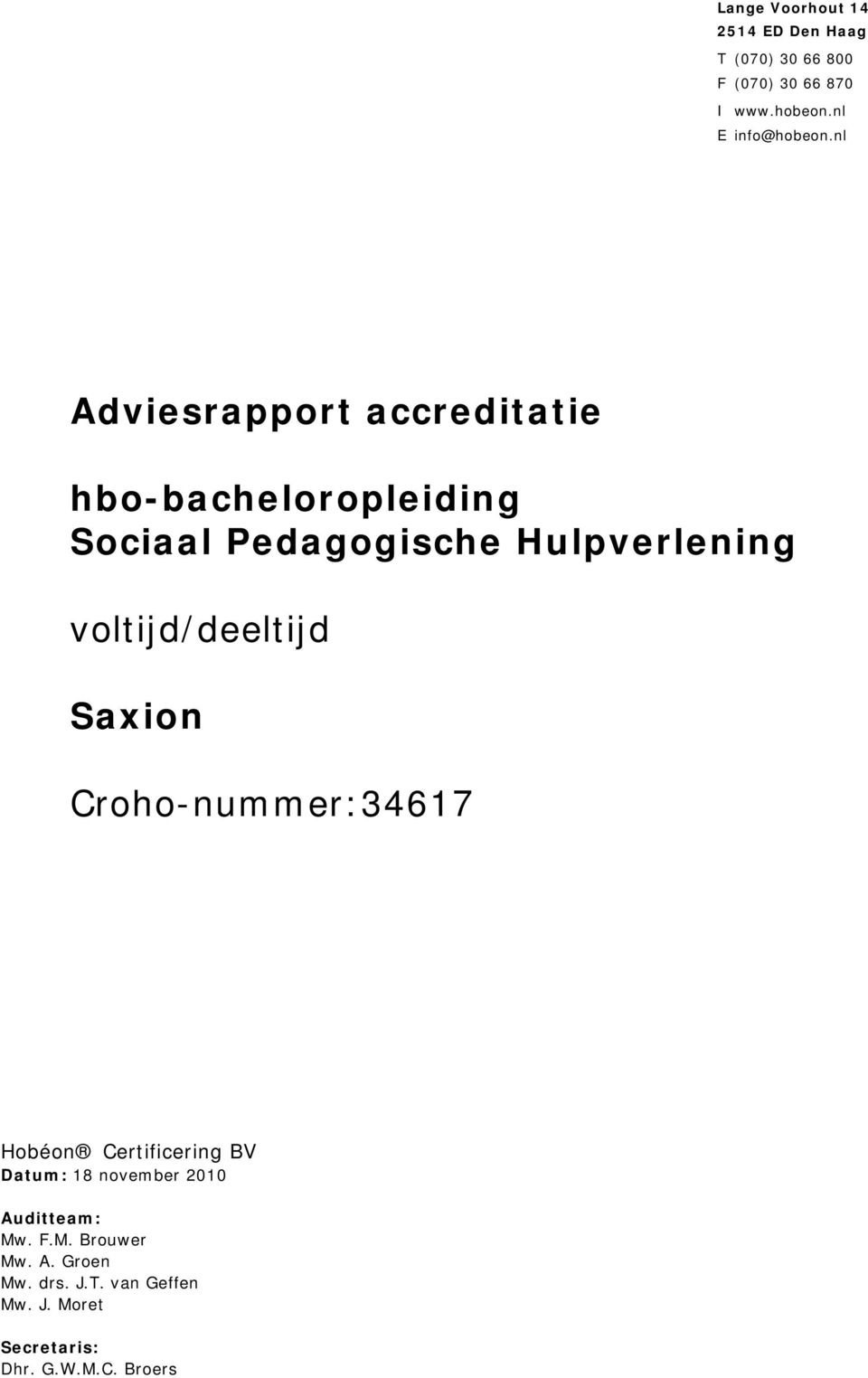nl Adviesrapport accreditatie hbo-bacheloropleiding Sociaal Pedagogische Hulpverlening