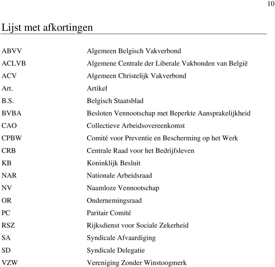 Vakverbond Artikel Belgisch Staatsblad Besloten Vennootschap met Beperkte Aansprakelijkheid Collectieve Arbeidsovereenkomst Comité voor Preventie en