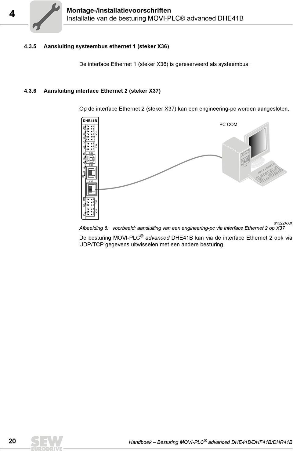 ..6 Aansluiting interface Ethernet (steker X7) Op de interface Ethernet (steker X7) kan een engineering-pc worden aangesloten.