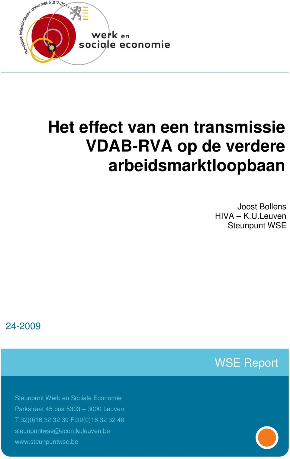 Leuven Steunpunt WSE 24-29 WSE Report Steunpunt Werk en Sociale