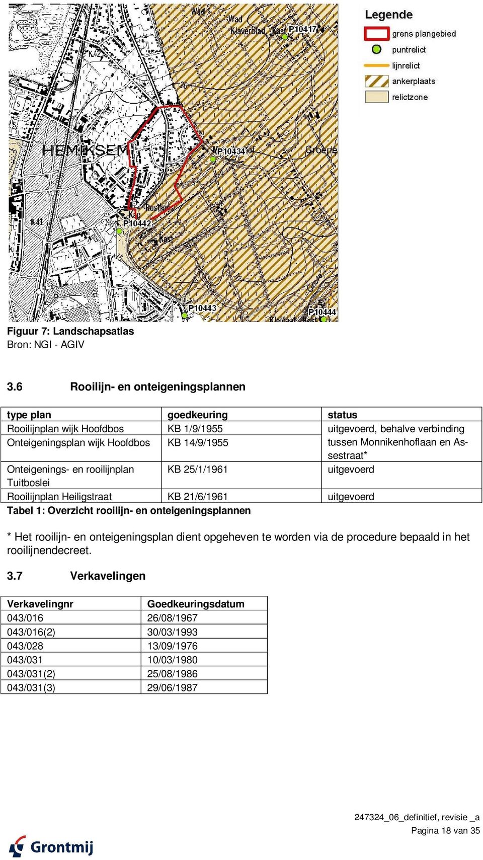 tussen Monnikenhoflaan en Assestraat* Onteigenings- en rooilijnplan KB 25/1/1961 uitgevoerd Tuitboslei Rooilijnplan Heiligstraat KB 21/6/1961 uitgevoerd Tabel 1: Overzicht rooilijn-