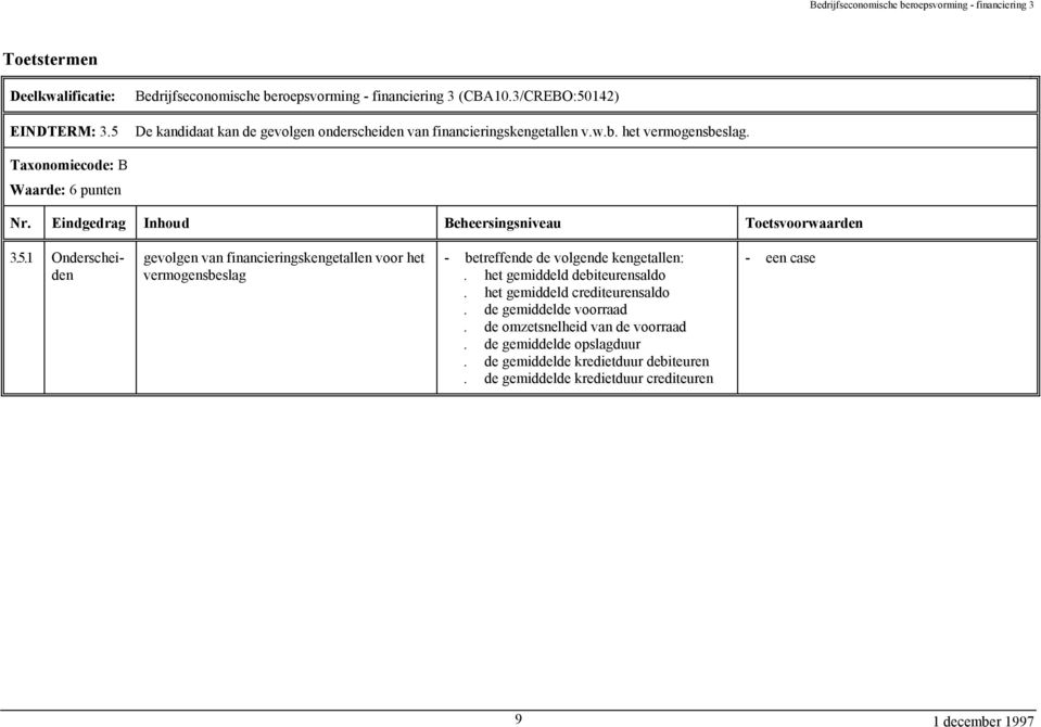 1 Onderscheiden gevolgen van financieringskengetallen voor het vermogensbeslag - betreffende de volgende kengetallen:.