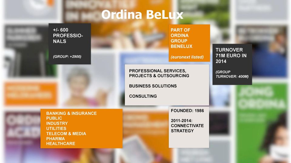 CONSULTING TURNOVER 71M EURO IN 2014 (GROUP TURNOVER: 400M) BANKING & INSURANCE PUBLIC