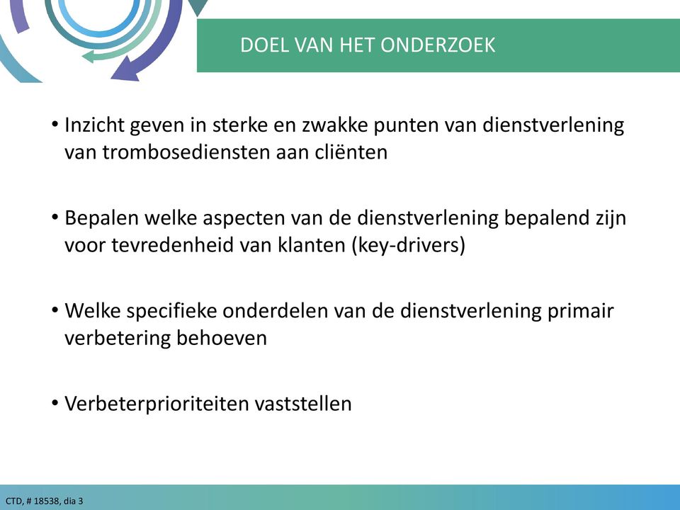 zijn voor tevredenheid van klanten (key-drivers) Welke specifieke onderdelen van de