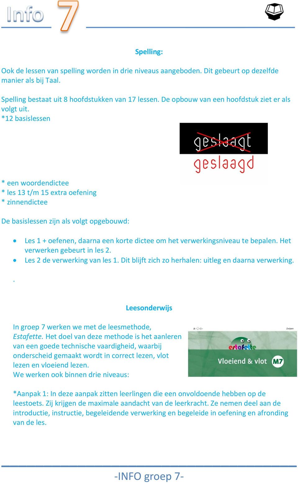 *12 basislessen * een woordendictee * les 13 t/m 15 extra oefening * zinnendictee De basislessen zijn als volgt opgebouwd: Les 1 + oefenen, daarna een korte dictee om het verwerkingsniveau te bepalen.