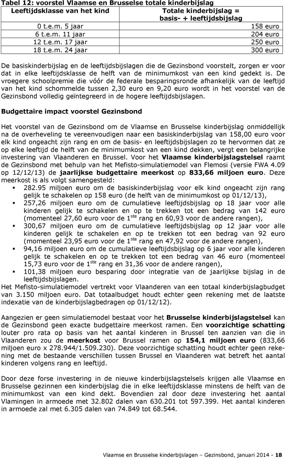 De vroegere schoolpremie die vóór de federale besparingsronde afhankelijk van de leeftijd van het kind schommelde tussen 2,30 euro en 9,20 euro wordt in het voorstel van de Gezinsbond volledig