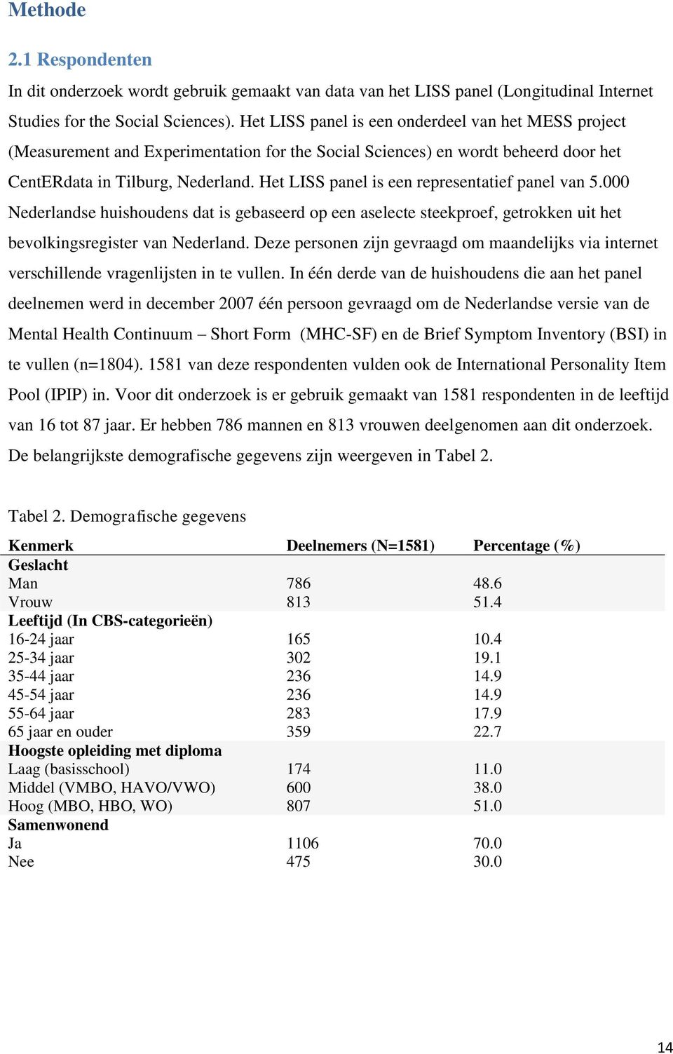 Het LISS panel is een representatief panel van 5.000 Nederlandse huishoudens dat is gebaseerd op een aselecte steekproef, getrokken uit het bevolkingsregister van Nederland.