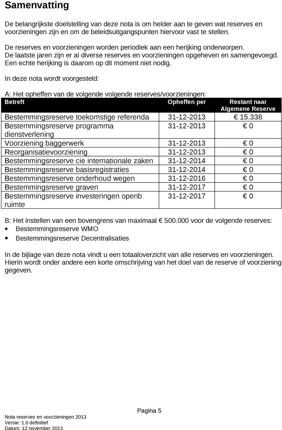 Een echte herijking is daarom op dit moment niet nodig.