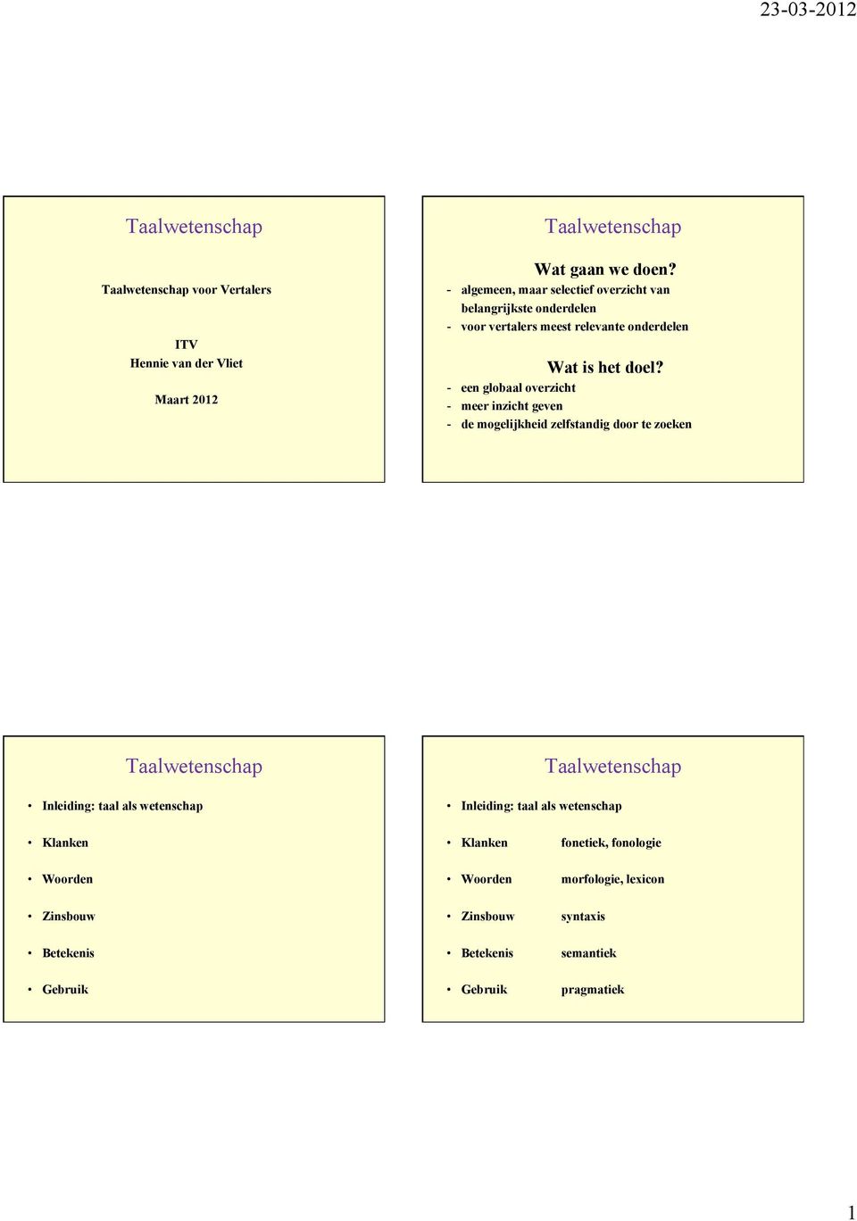 relevante onderdelen Wat is het doel?