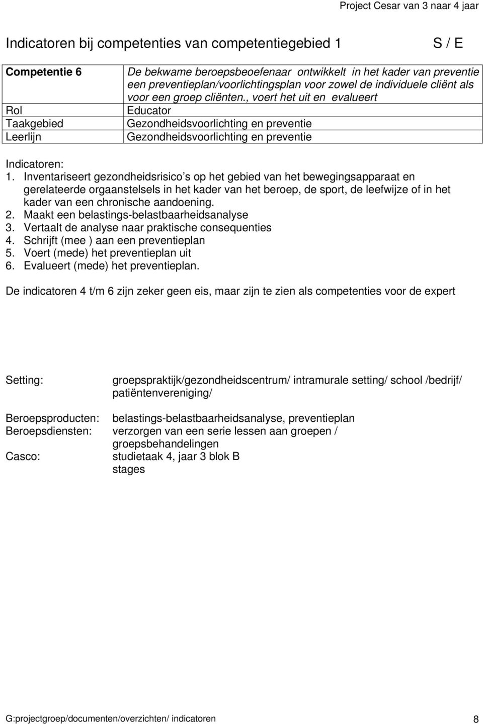 Inventariseert gezondheidsrisico s op het gebied van het bewegingsapparaat en gerelateerde orgaanstelsels in het kader van het beroep, de sport, de leefwijze of in het kader van een chronische