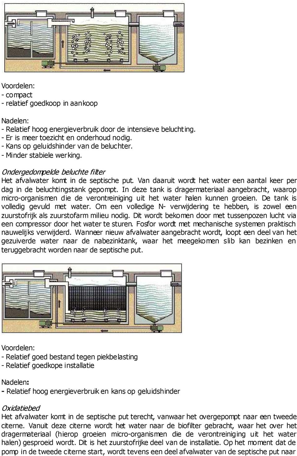 In deze tank is dragermateriaal aangebracht, waarop micro-organismen die de verontreiniging uit het water halen kunnen groeien. De tank is volledig gevuld met water.