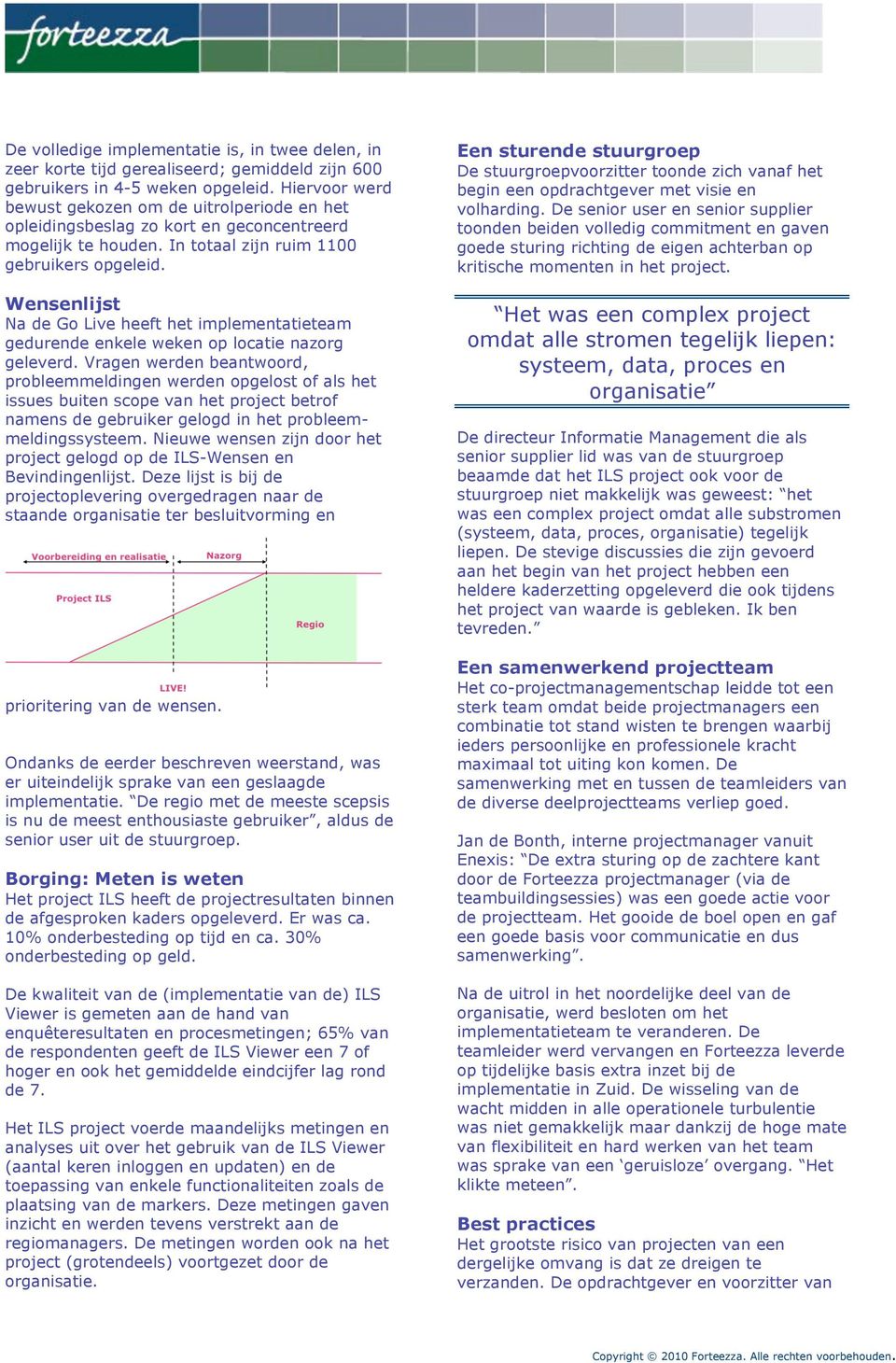 Wensenlijst Na de Go Live heeft het implementatieteam gedurende enkele weken op locatie nazorg geleverd.