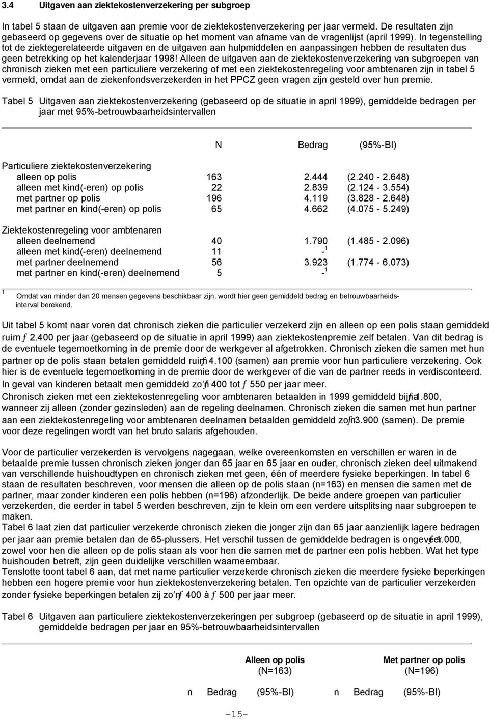 In tegenstelling tot de ziektegerelateerde uitgaven en de uitgaven aan hulpmiddelen en aanpassingen hebben de resultaten dus geen betrekking op het kalenderjaar 1998!