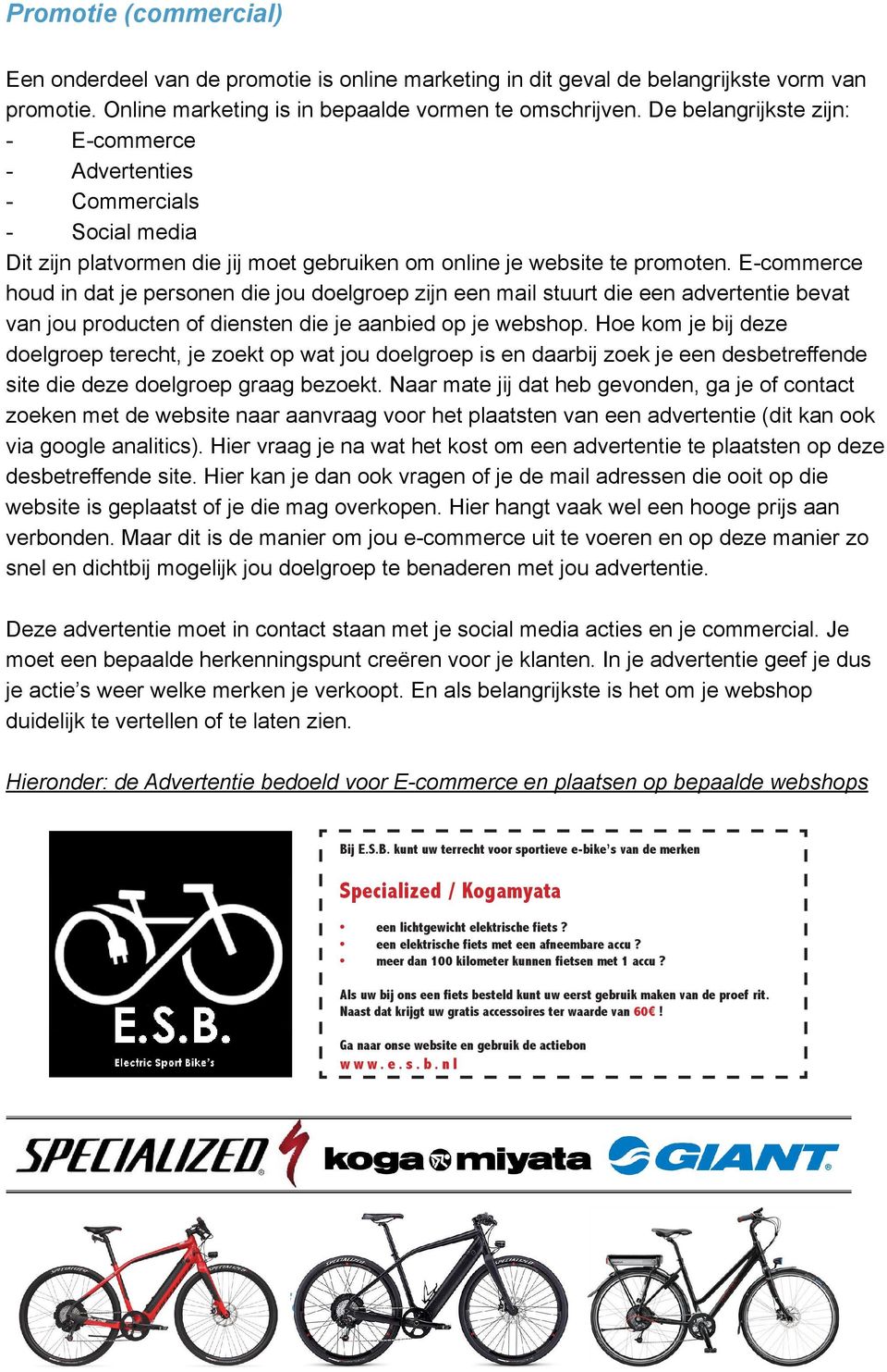 E-commerce houd in dat je personen die jou doelgroep zijn een mail stuurt die een advertentie bevat van jou producten of diensten die je aanbied op je webshop.