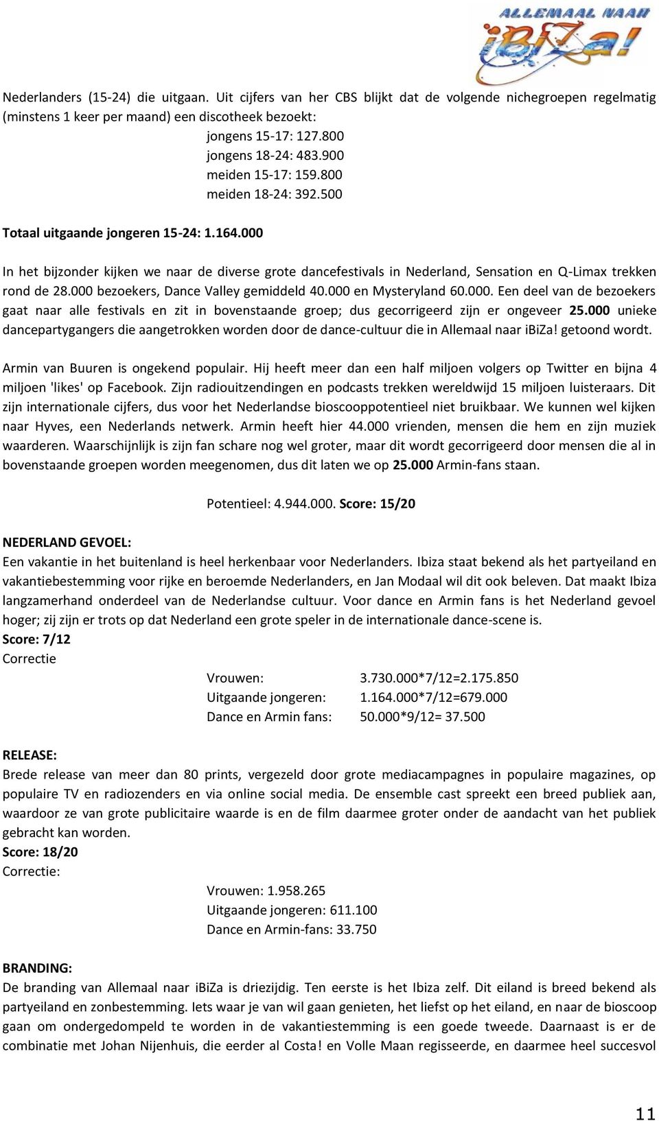 000 In het bijzonder kijken we naar de diverse grote dancefestivals in Nederland, Sensation en Q-Limax trekken rond de 28.000 bezoekers, Dance Valley gemiddeld 40.000 en Mysteryland 60.000. Een deel van de bezoekers gaat naar alle festivals en zit in bovenstaande groep; dus gecorrigeerd zijn er ongeveer 25.