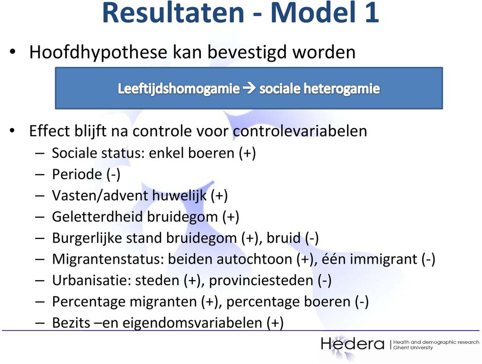 Burgerlijke stand bruidegom (+), bruid ( ) Migrantenstatus: beiden autochtoon (+), één immigrant ( )