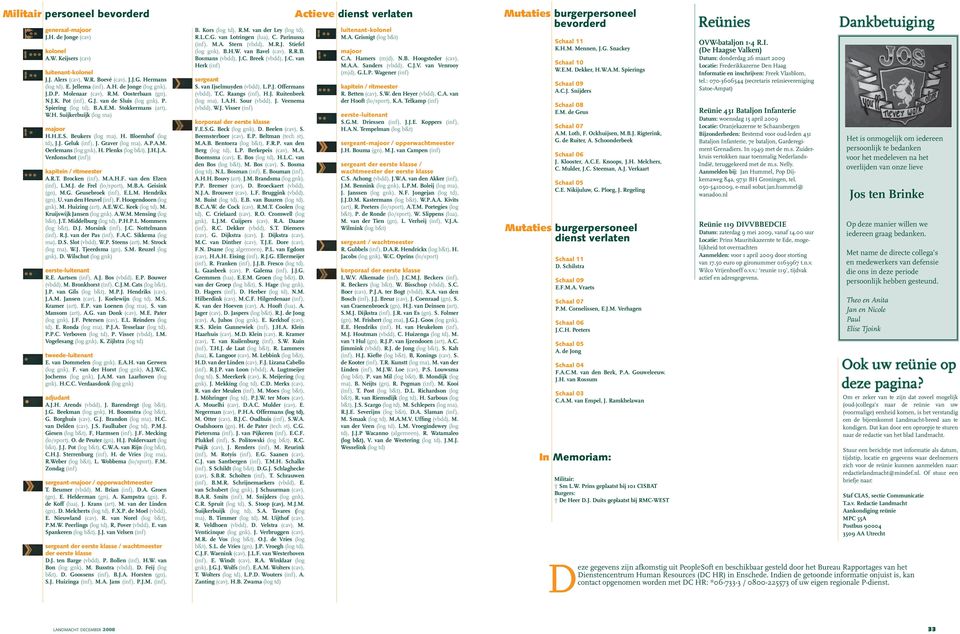 Bloemhof (log td), J.J. Geluk (inf), J. Graver (log ma), A.P.A.M. Oerlemans (log gnk), H. Plenks (log b&t), J.H.J.A. Verdonschot (inf)) kapitein / ritmeester A.R.T. Brocken (inf), M.A.H.F.