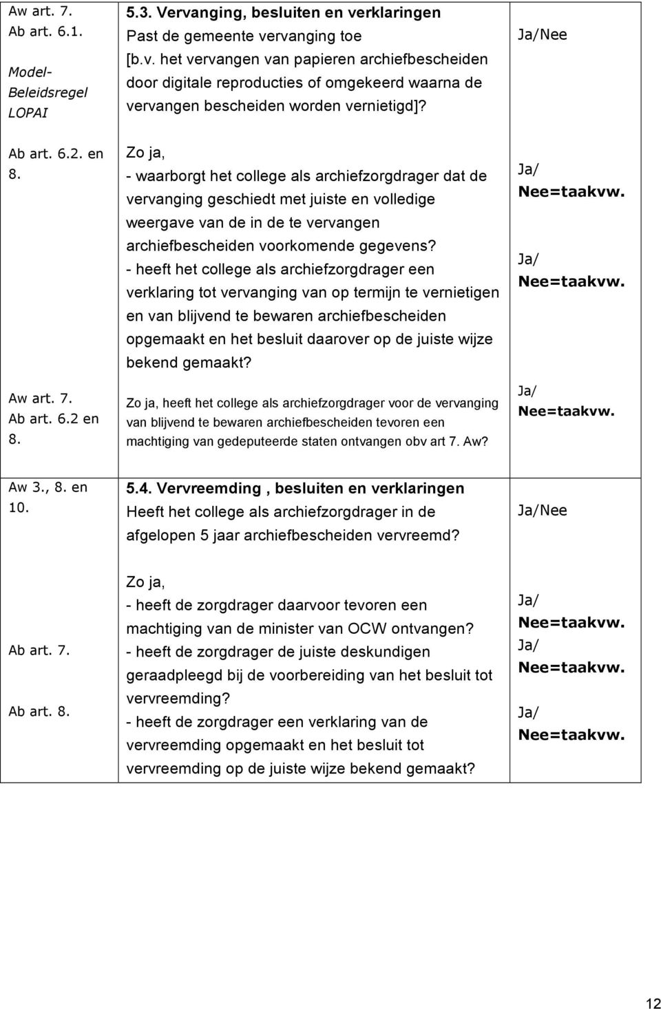 Zo ja, - waarborgt het college als archiefzorgdrager dat de vervanging geschiedt met juiste en volledige weergave van de in de te vervangen archiefbescheiden voorkomende gegevens?