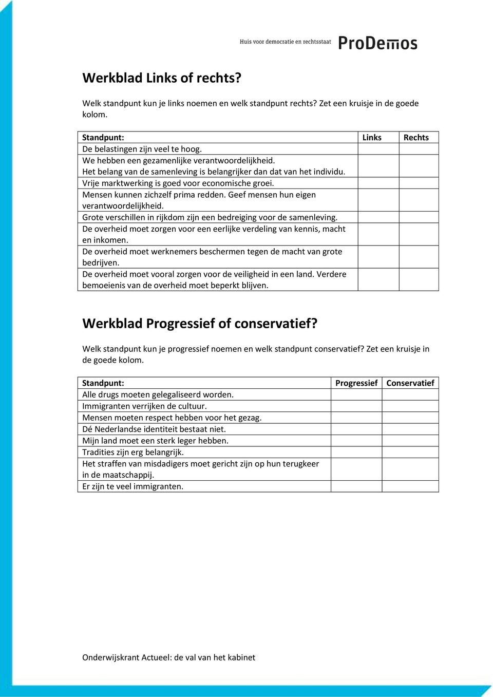 Mensen kunnen zichzelf prima redden. Geef mensen hun eigen verantwoordelijkheid. Grote verschillen in rijkdom zijn een bedreiging voor de samenleving.