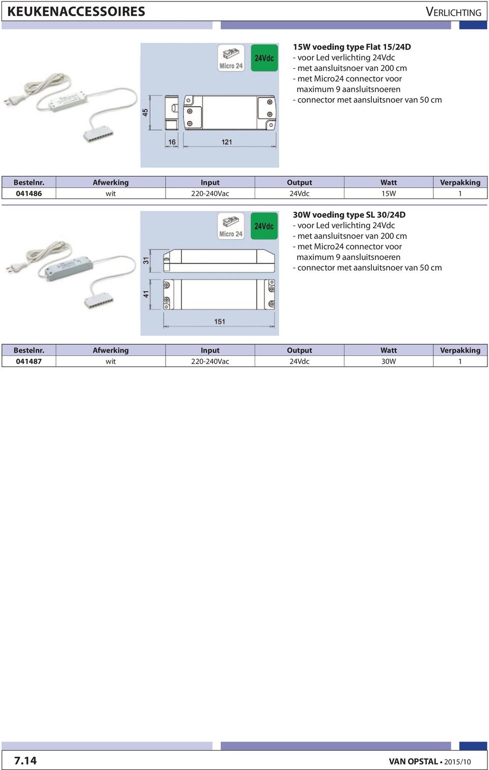 30W voeding type SL 30/24D - voor Led verlichting 24Vdc - met