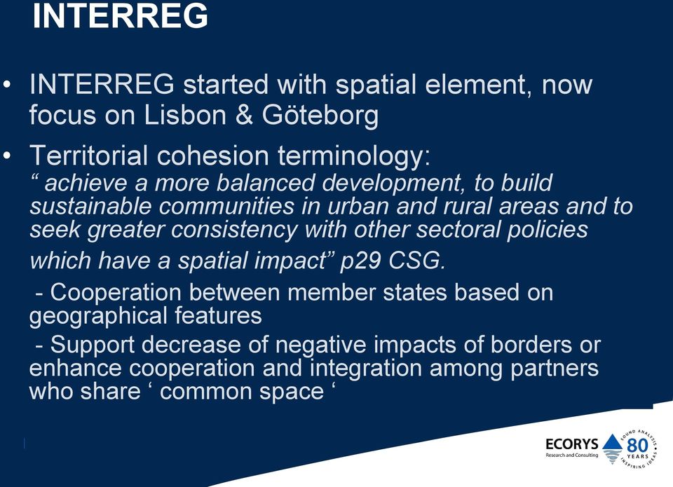 other sectoral policies which have a spatial impact p29 CSG.