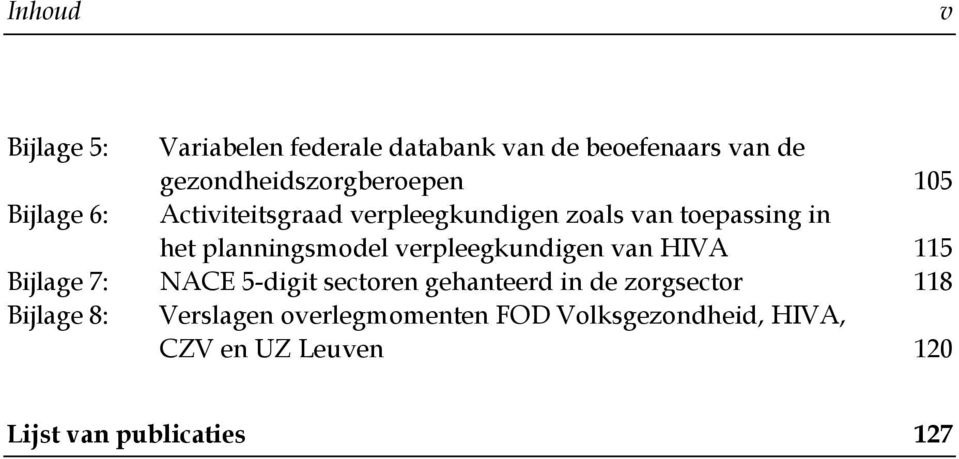 verpleegkundigen van HIVA 115 Bijlage 7: NACE 5-digit sectoren gehanteerd in de zorgsector 118