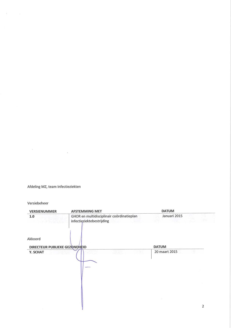 0 GHOR en multidisciplinair coördinatieplan Januari 2015