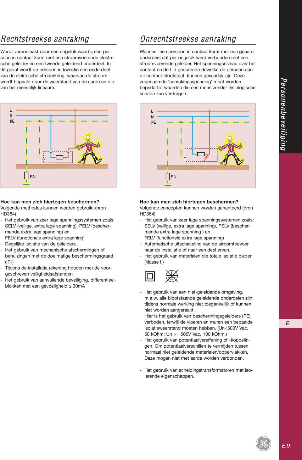 Wanneer een persoon in contact komt met een geaard onderdeel dat per ongeluk werd verbonden met een stroomvoerende geleider.