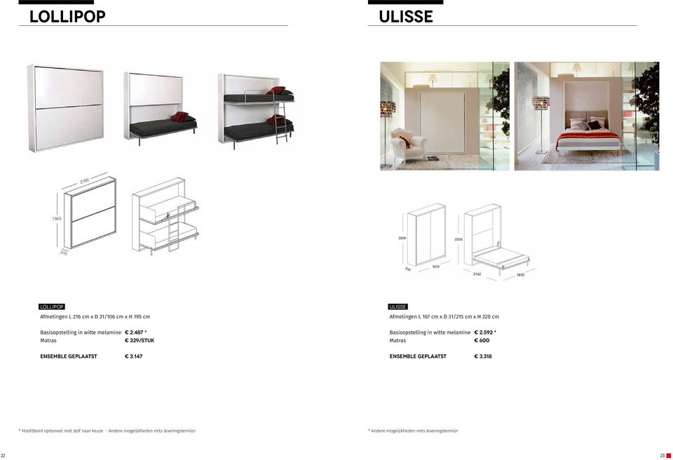 487 * Matras 329/stuk Basisopstelling in witte melamine 2.