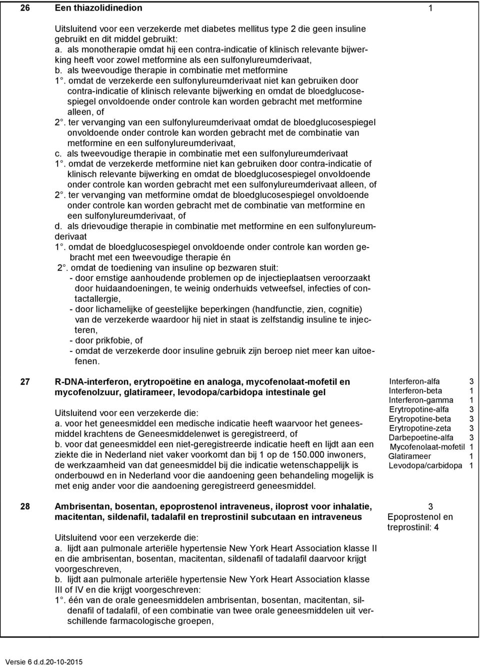 omdat de verzekerde een sulfonylureumderivaat niet kan gebruiken door contra-indicatie klinisch relevante bijwerking en omdat de bloedglucosespiegel onvoldoende onder controle kan worden gebracht met