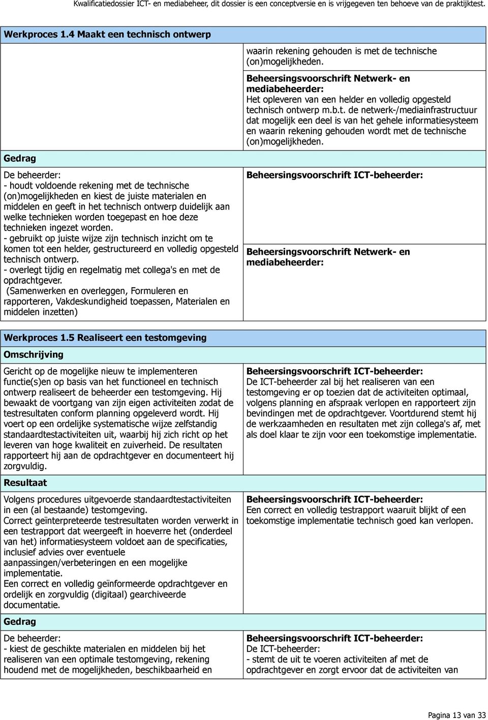 toegepast en hoe deze technieken ingezet worden. - gebruikt op juiste wijze zijn technisch inzicht om te komen tot een helder, gestructureerd en volledig opgesteld technisch ontwerp.