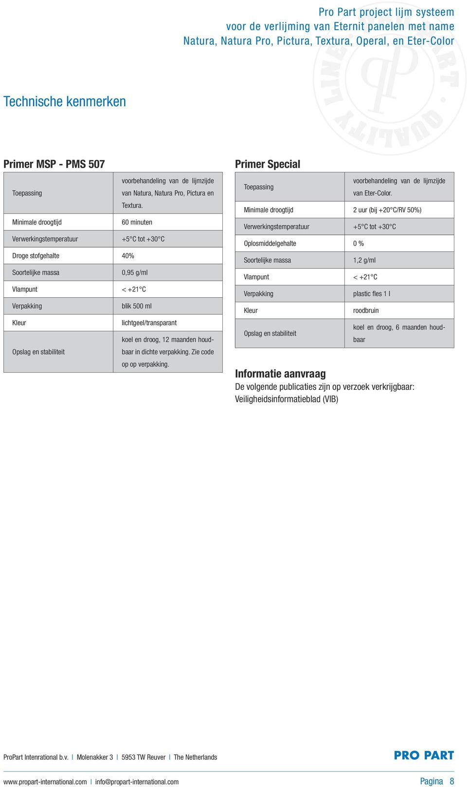 maanden houdbaar in dichte verpakking. Zie code op op verpakking. Primer Special Toepassing voorbehandeling van de lijmzijde van Eter-Color.