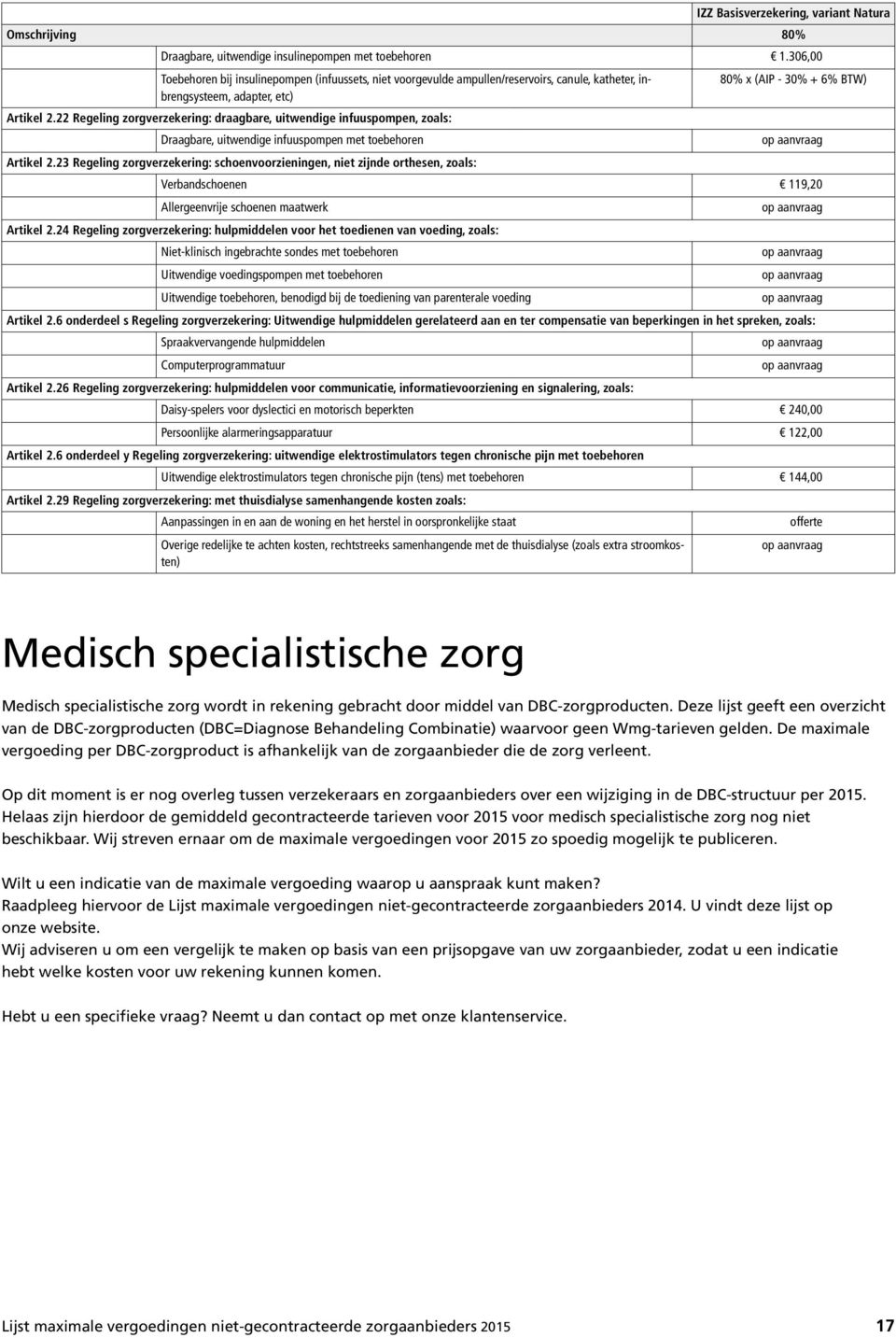 22 Regeling zorgverzekering: draagbare, uitwendige infuuspompen, zoals: Draagbare, uitwendige infuuspompen met toebehoren Artikel 2.