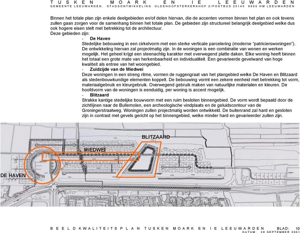 Deze gebieden zijn: - De Haven Stedelijke bebouwing in een cirkelvorm met een sterke verticale parcelering (moderne patricierswoningen ). De ontwikkeling hiervan zal projectmatig zijn.