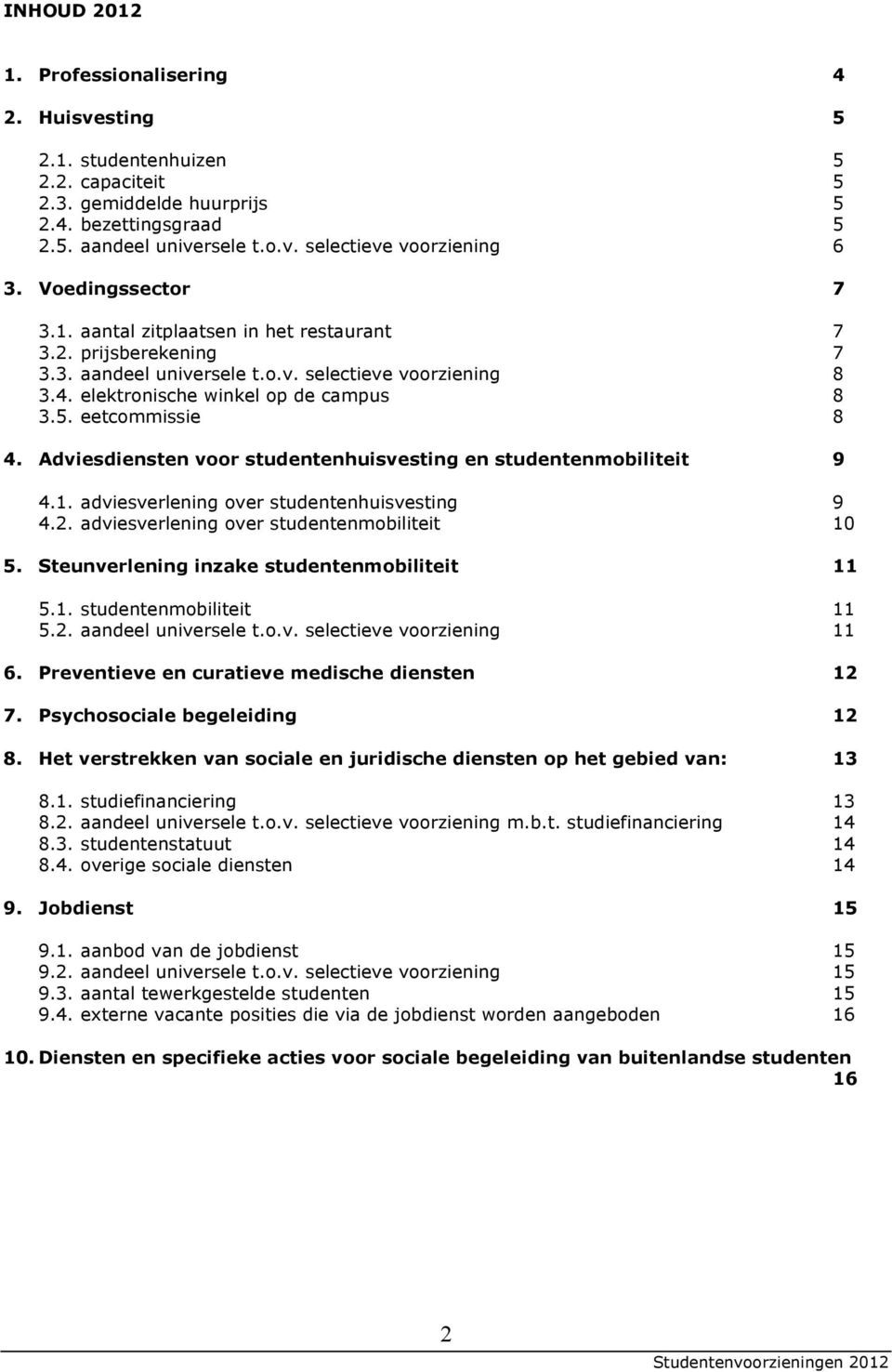 eetcommissie 8 4. Adviesdiensten voor studentenhuisvesting en studentenmobiliteit 9 4.1. adviesverlening over studentenhuisvesting 9 4.2. adviesverlening over studentenmobiliteit 10 5.