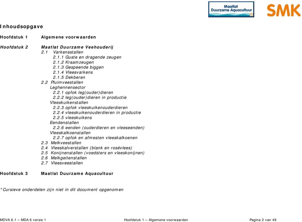 .5 vleeskuikens Eendenstallen..6 eenden (ouderdieren en vleeseenden) Vleeskalkoenstallen..7 opfok en afmesten vleeskalkoenen.3 Melkveestallen.4 Vleeskalverstallen (blank en rosévlees).