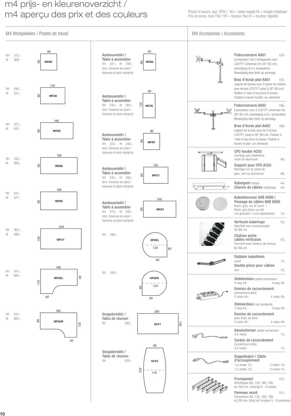 Aanbouwtafel / Table à assembler VH 221,- HI 239,- (incl.