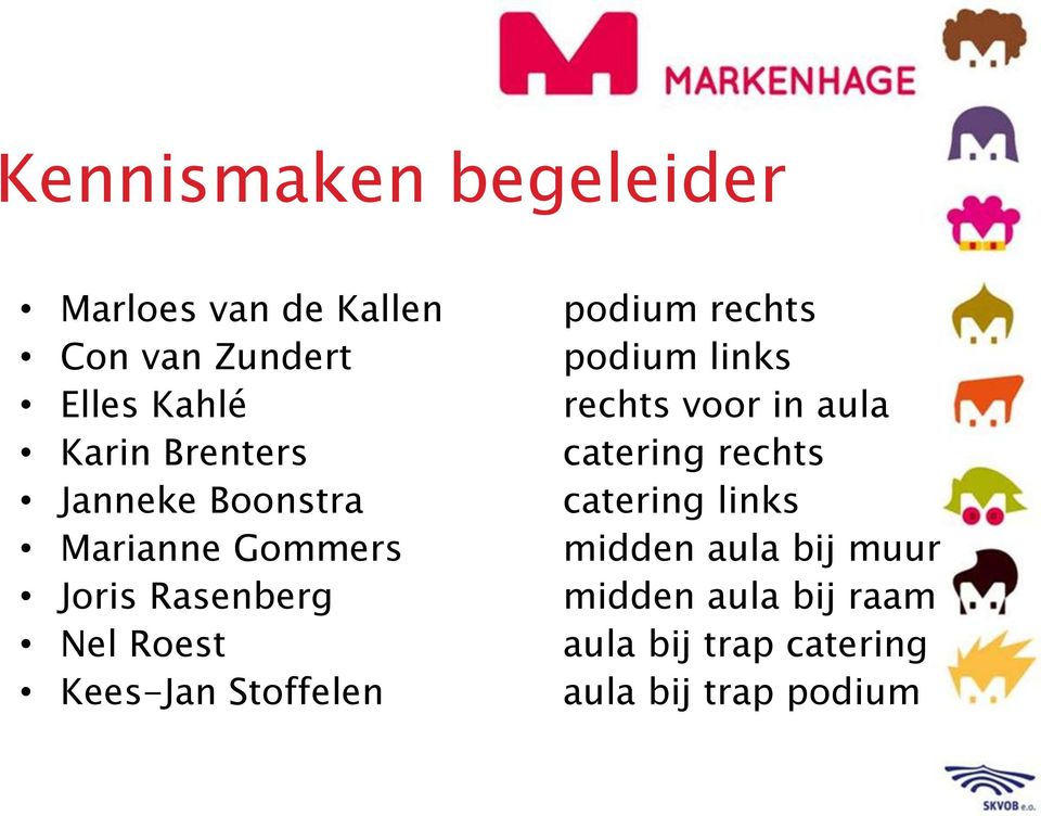 Boonstra catering links Marianne Gommers midden aula bij muur Joris Rasenberg