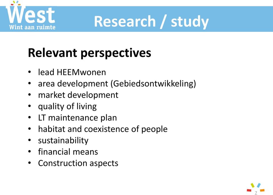 quality of living LT maintenance plan habitat and