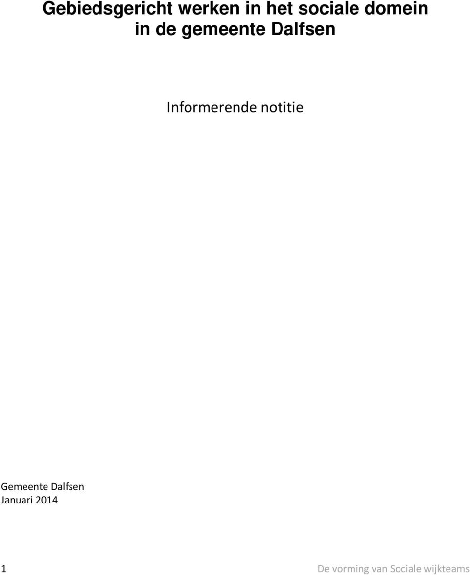 Informerende notitie Gemeente Dalfsen