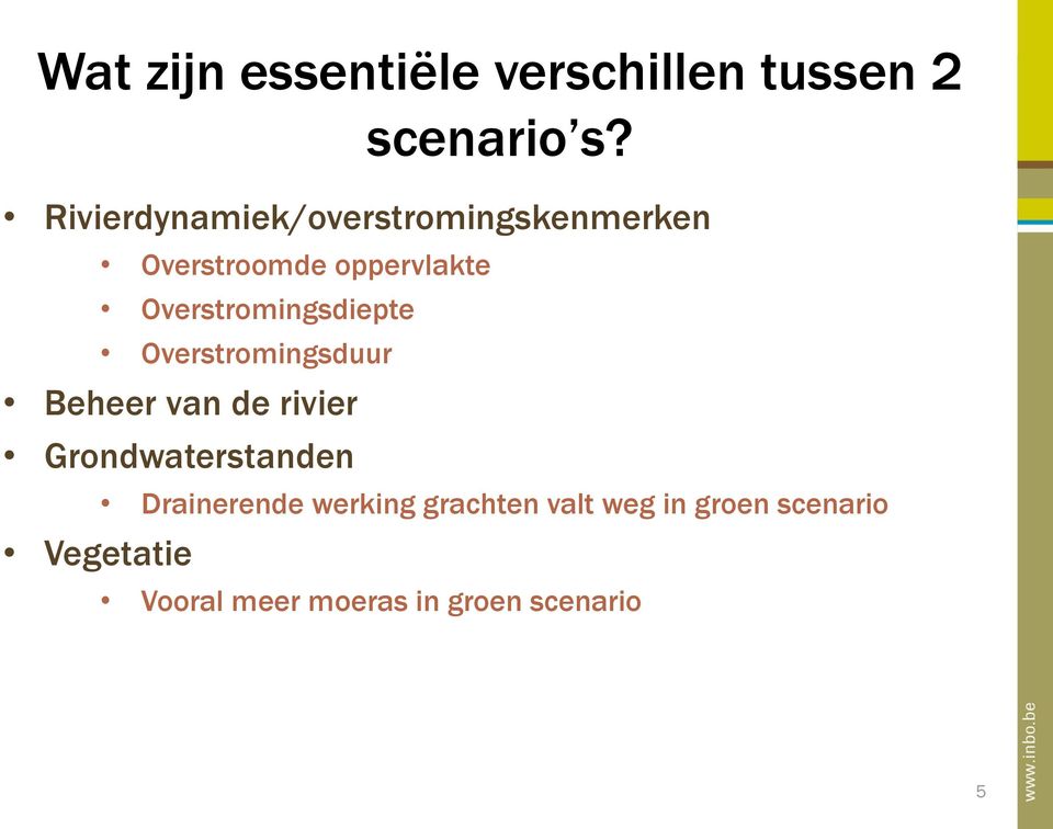 Overstromingsdiepte Overstromingsduur Beheer van de rivier