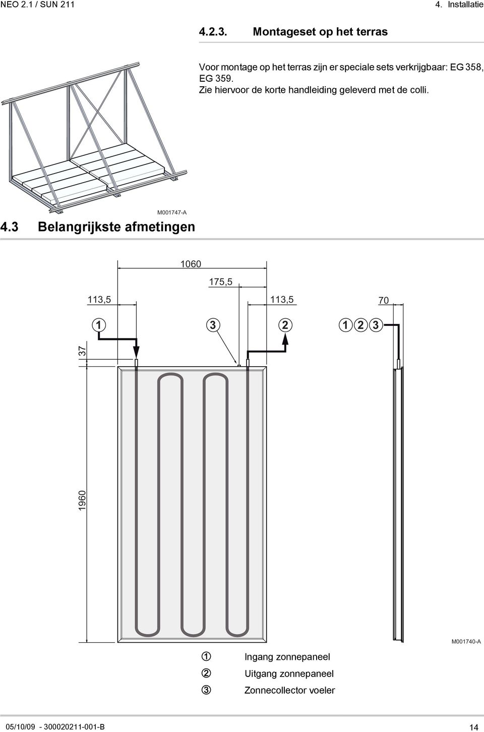 EG 359. Zie hiervoor de korte handleiding geleverd met de colli. M001747-A 4.