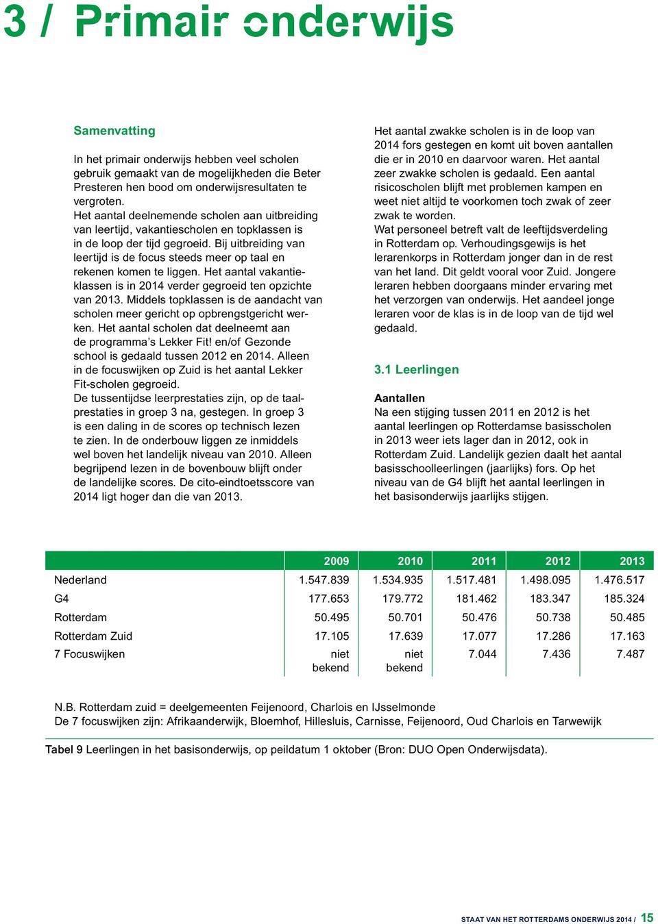 Bij uitbreiding van leertijd is de focus steeds meer op taal en rekenen komen te liggen. Het aantal vakantieklassen is in 2014 verder gegroeid ten opzichte van 2013.