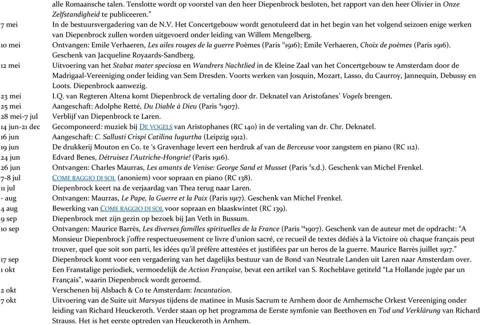 10 mei Ontvangen: Emile Verhaeren, Les ailes rouges de la guerre Poèmes (Paris 11 1916); Emile Verhaeren, Choix de poèmes (Paris 1916). Geschenk van Jacqueline Royaards-Sandberg.