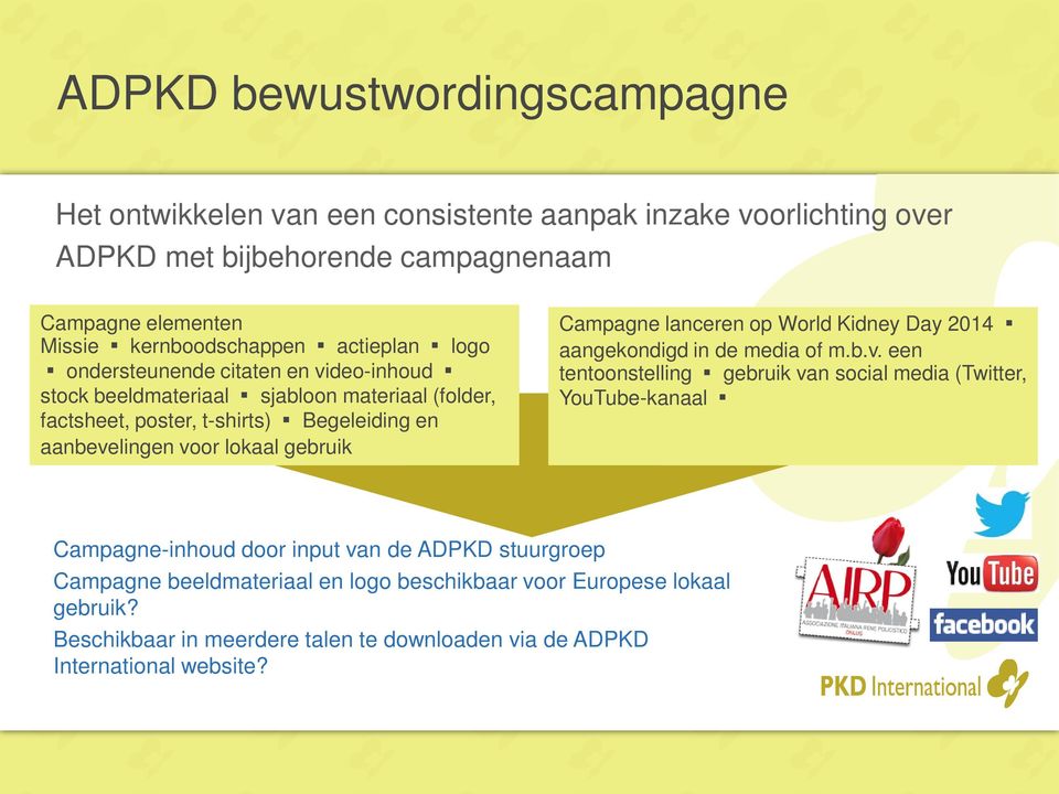 gebruik Campagne lanceren op World Kidney Day 2014 aangekondigd in de media of m.b.v.