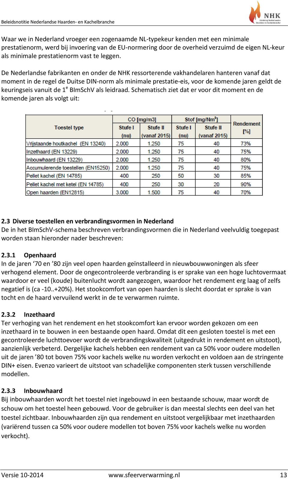 De Nederlandse fabrikanten en onder de NHK ressorterende vakhandelaren hanteren vanaf dat moment in de regel de Duitse DIN-norm als minimale prestatie-eis, voor de komende jaren geldt de keuringseis