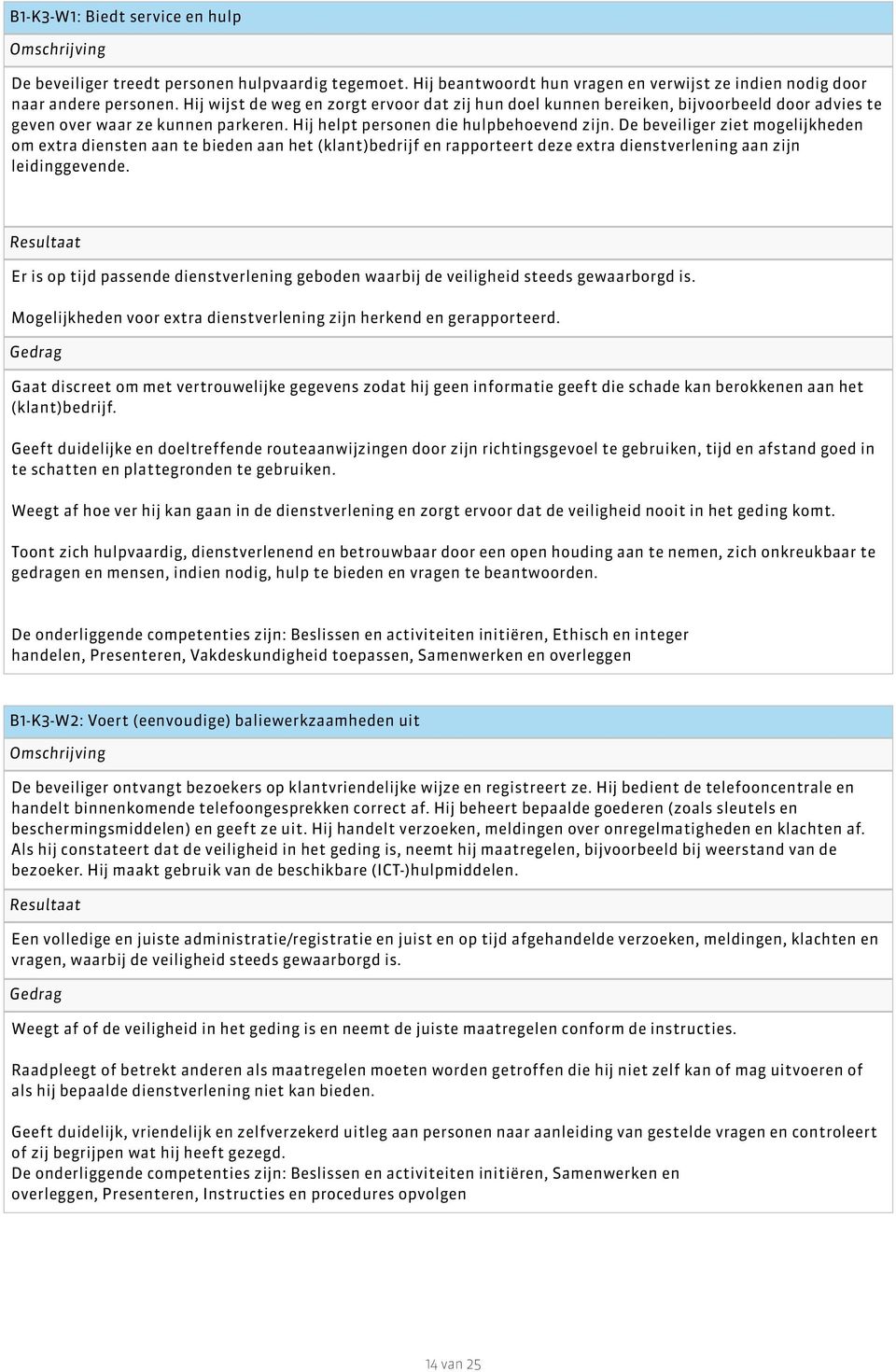 De beveiliger ziet mogelijkheden om extra diensten aan te bieden aan het (klant)bedrijf en rapporteert deze extra dienstverlening aan zijn leidinggevende.