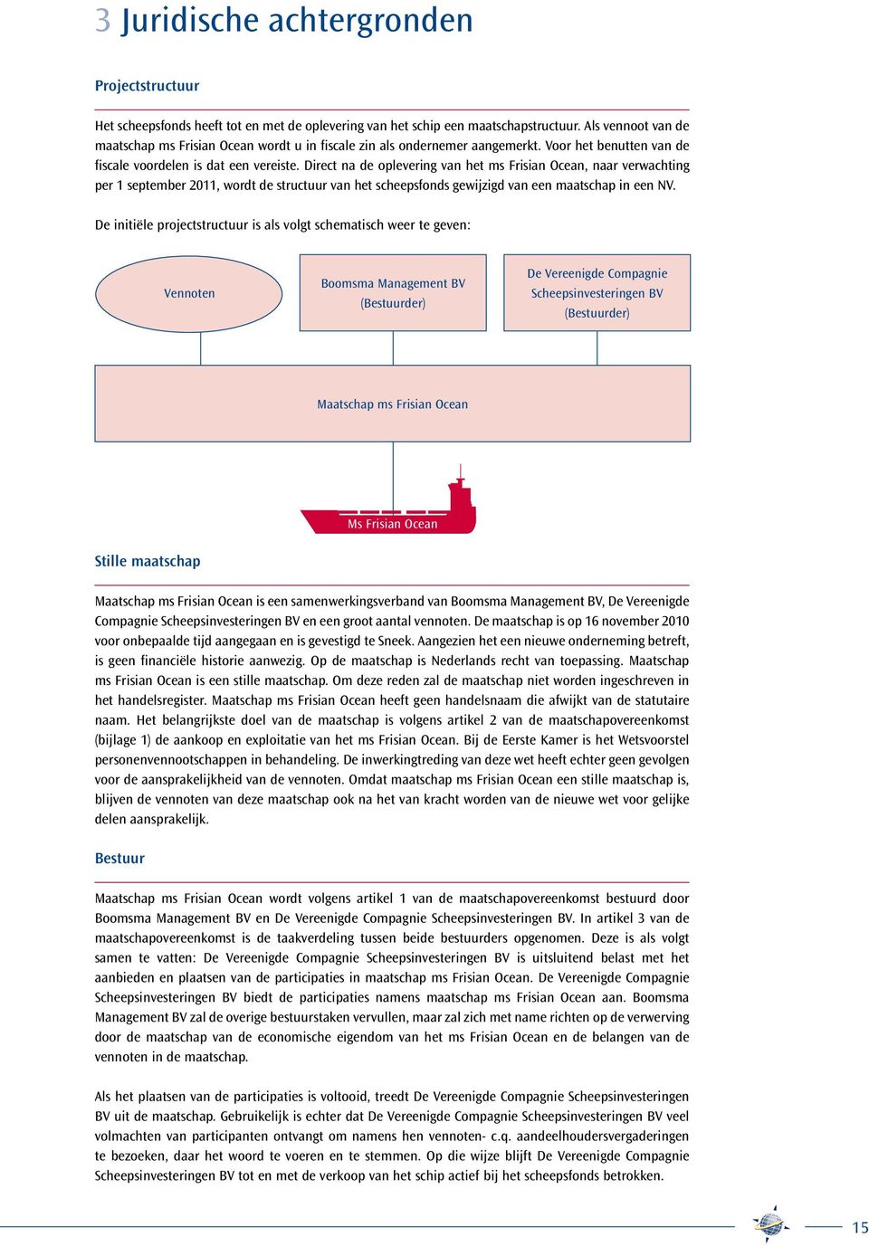 Direct na de oplevering van het ms Frisian Ocean, naar verwachting per 1 september 2011, wordt de structuur van het scheepsfonds gewijzigd van een maatschap in een NV.