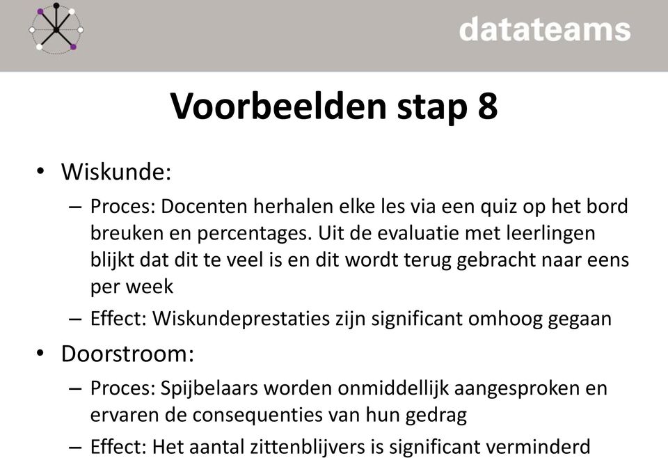 Uit de evaluatie met leerlingen blijkt dat dit te veel is en dit wordt terug gebracht naar eens per week