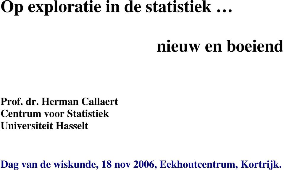 Herman Callaert Centrum voor Statistiek